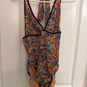 J. Crew Floral Halter Swimsuit in Navy and Multicolor Floral